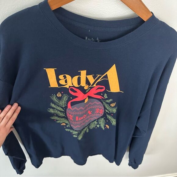 Lady A Navy Holiday Christmas Long Sleeve T-Shirt Size XL Country Band - Picture 9 of 14